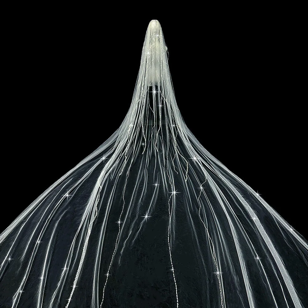 

Wedding main wedding dress, haute couture, handmade, heavy industry, veil, long pearl sequined trailing veil