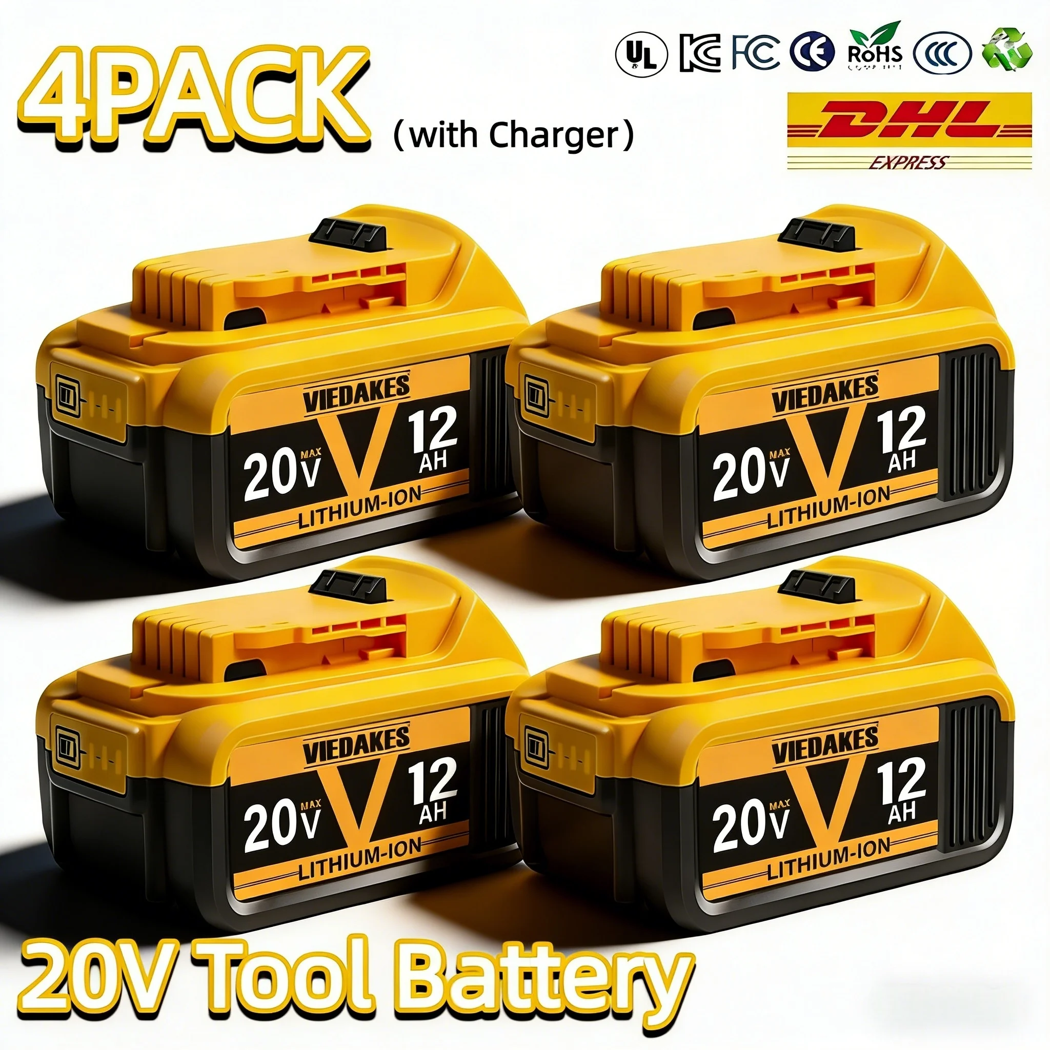 

Brand New batteries 20V 60V 6Ah 9Ah 12Ah MAX Battery Power Tool Replacement for DCB184 DCB181 DCB182 DCB200 18Volt 20v Battery
