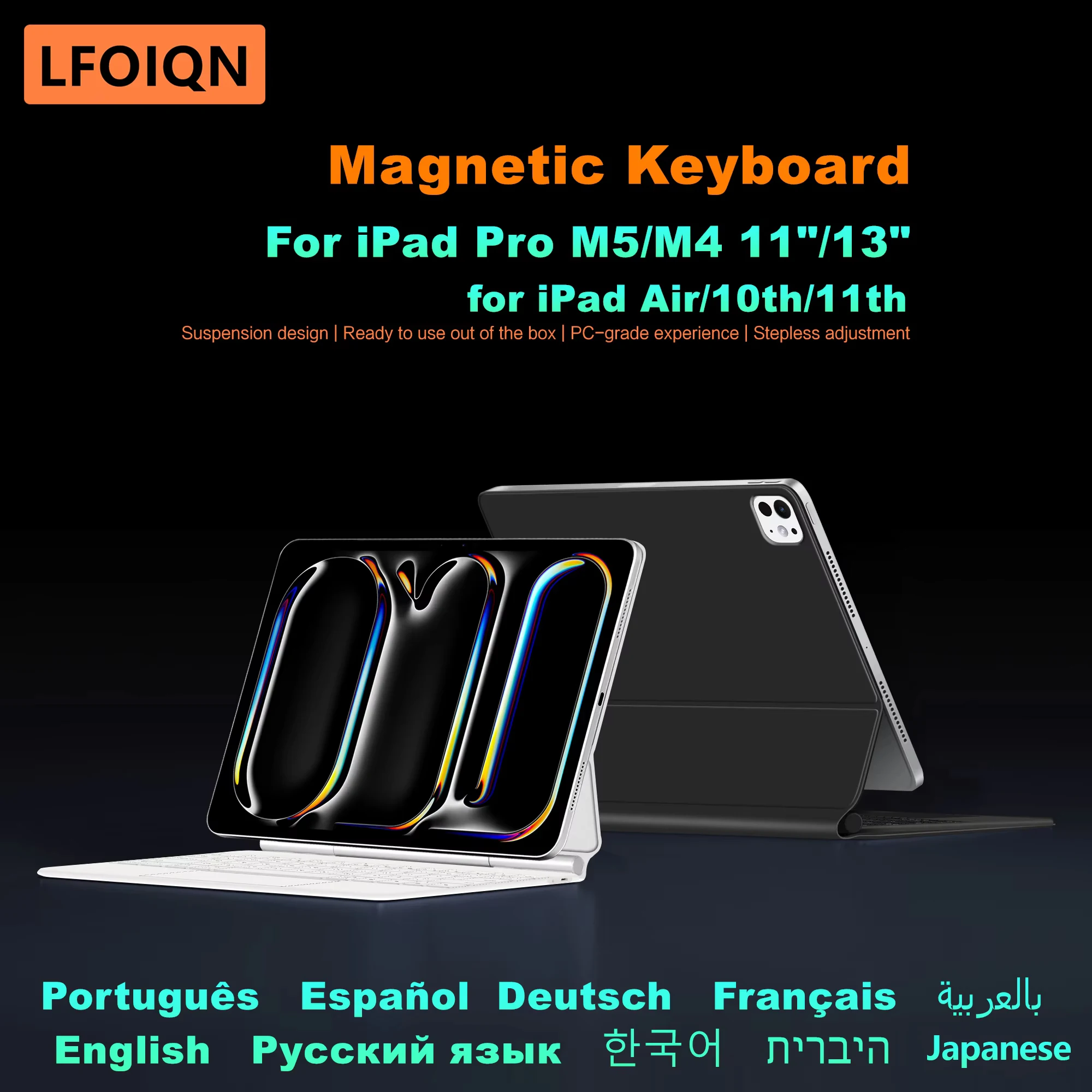 LFOIQN Magic Keyboard For iPad Pro 13 inch M5 2025 M4 2024 Pro 11 / 12.9 M3 M2 Air 4th 5th 6th iPad 10th 11th A16 Case Backlight