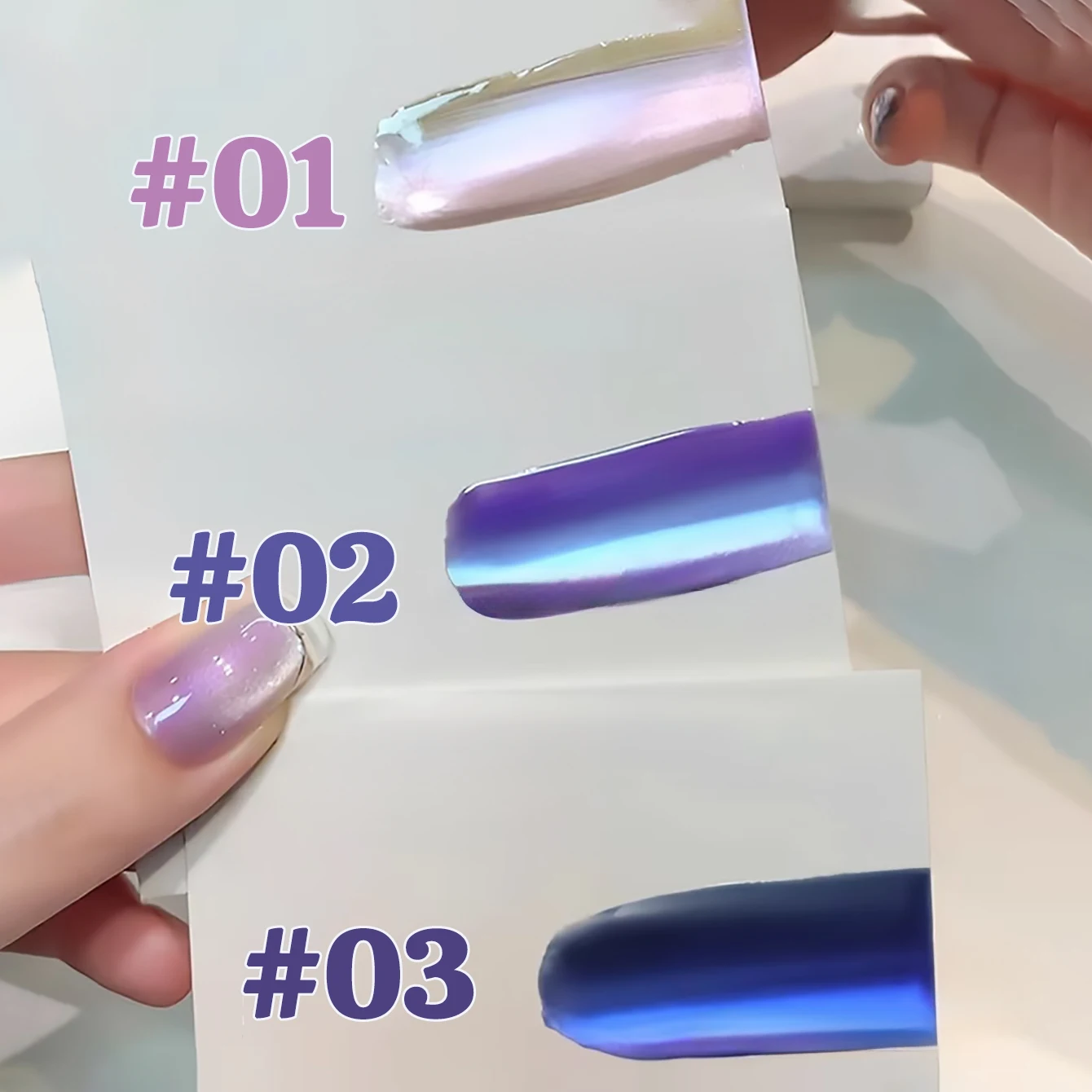 1pcs WS ฤดูร้อนฤดูใบไม้ร่วงเล็บยอดนิยมน้ําแข็งโปร่งใสสีม่วงสีฟ้าลูกปัดแก้ว Cat Eye Gel เล็บกาวเล็บฮาโลวีนเล็บ