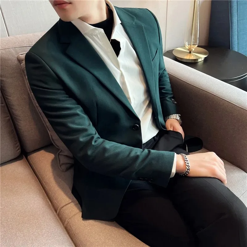 

2023 British Style Men Spring High Quality Leisure Suit Jacket/Male Slim Fit Fashion Blazers Coats / Man Casual Tuxedo S-4XL