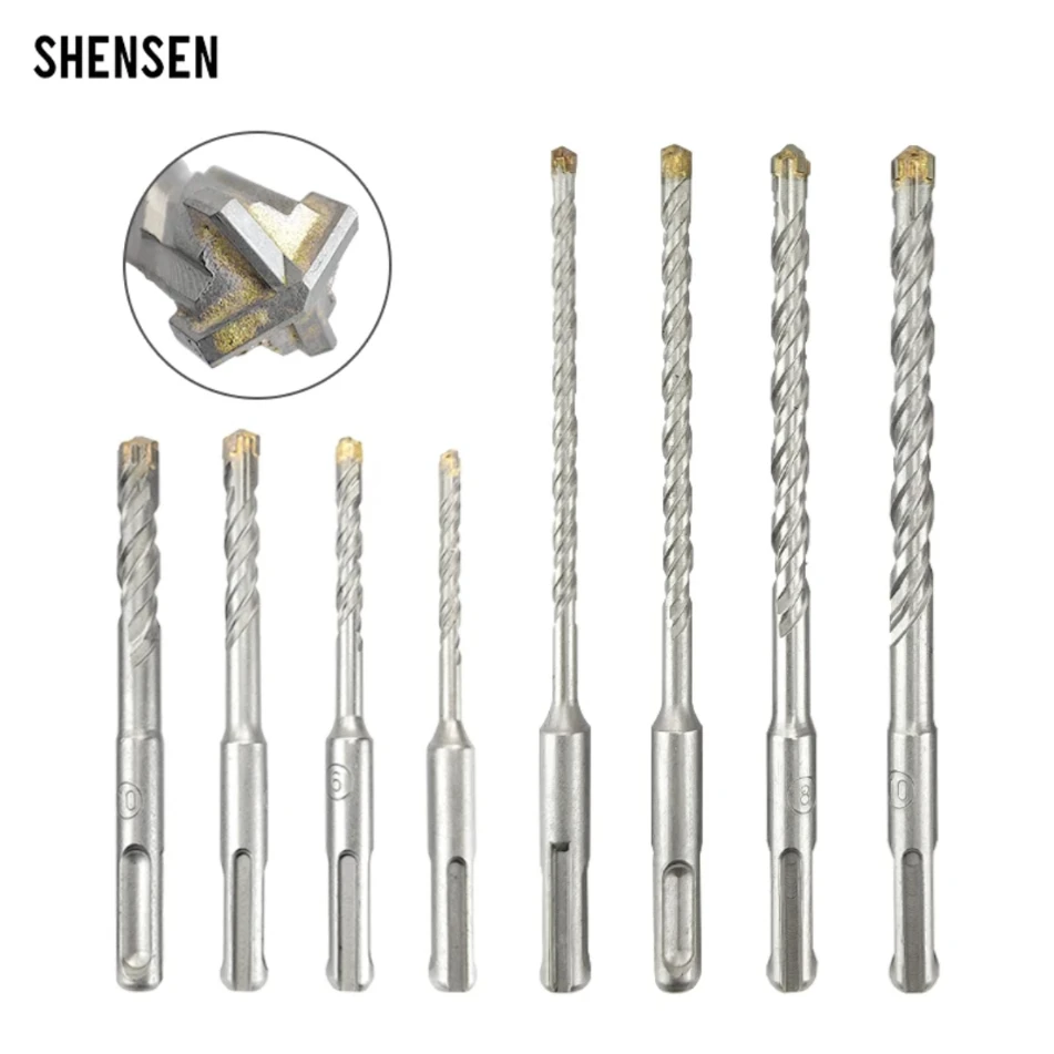 

1 шт., бетонная насадка SDS Plus, крестообразная режущая головка, двойной шнековый молоток, 110 мм, 160 мм, 200 мм, настенный кирпичный блок, электрический молоток, каменная насадка