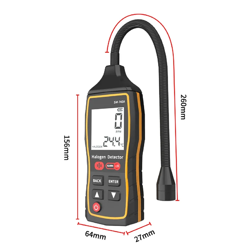 AC 자동차 냉장고 용 ABKS-SW-743A 재사용 가능한 냉매 누출 감지기 LCD 디스플레이 DC4.5V 할로겐 프레온 테스터 고감도