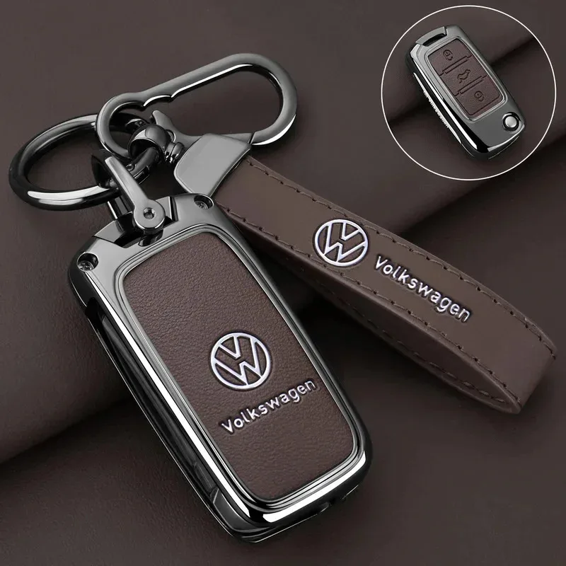 

Металлический кожаный чехол для ключей от автомобиля, брелок для VW Volkswagen Polo Tiguan Passat Golf Jetta Lavida Skoda Octavia, аксессуары