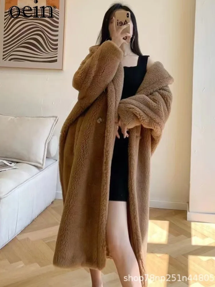 [oein] 2024 Haining Fur Teddy Coat, Sheep Shearing Fleece, Granular Fleece, Extended Length,  All Wool, Winter Thick Coat