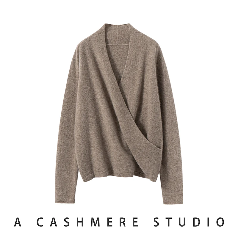 2024 Autumn New 100% Pure Cashmere Knitted Sweater High Quality Women V-Neck Pullovers Female Winter Fashion Clothes Girls Tops