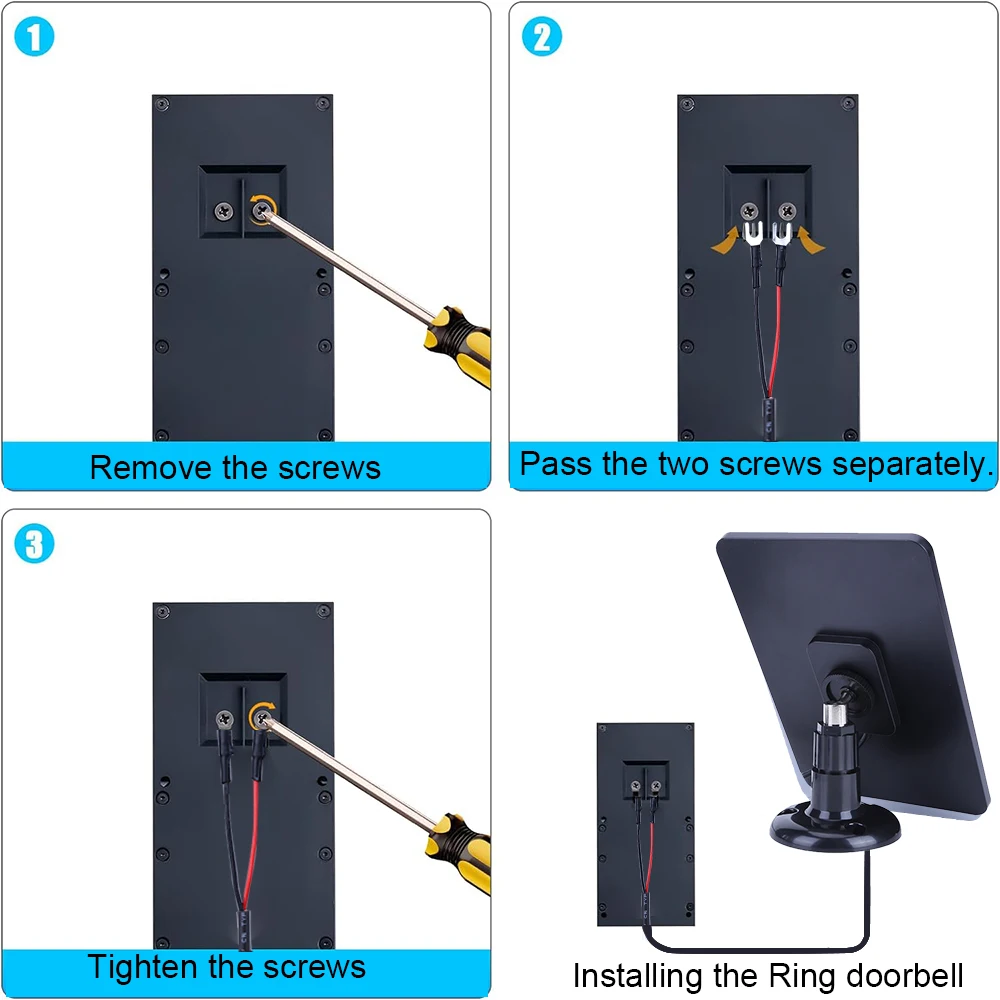 4W 5V Solar Cell Panel Waterproof Solar Power Panel 360° Adjustable Bracket with 9.8FT Charging Cable for Ring Video Doorbell 4