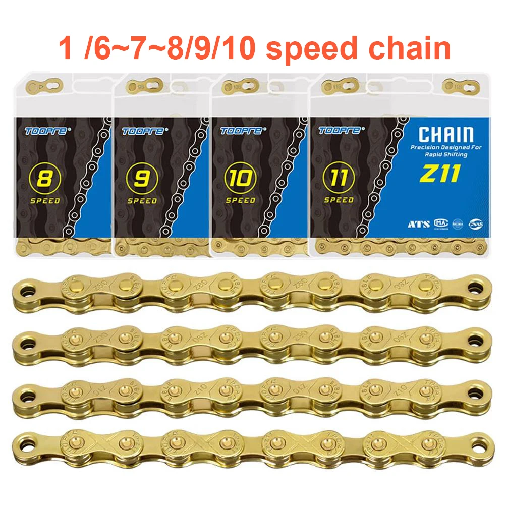 Bicycle Chains 1/8/9/10/11Speed Chain Variable Speed Mountain MTB Road Bike Anti-rust Chains Gold Cycling Accessories