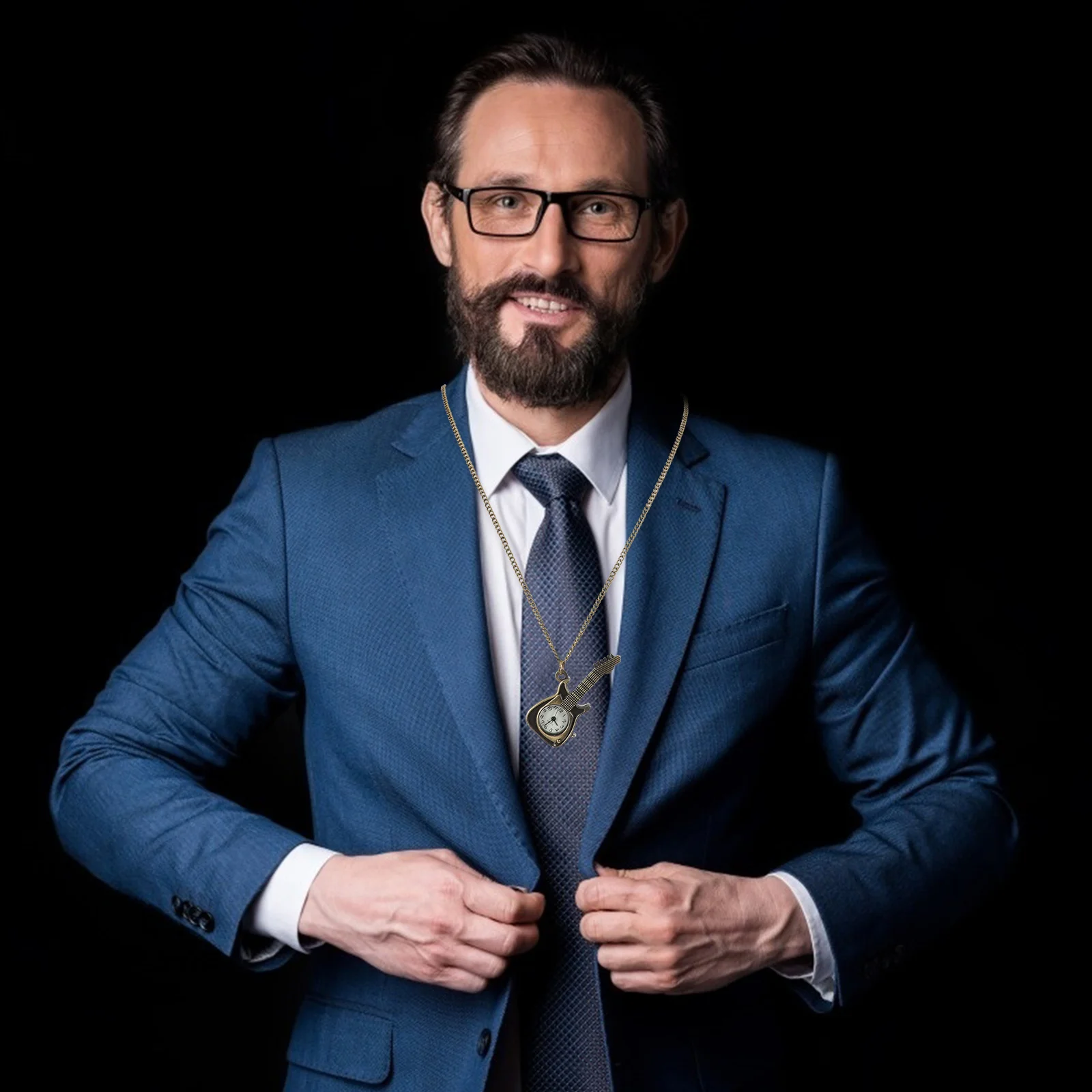 ساعة جيب على شكل جيتار عتيق للرجال قلادة ساعة Steampunk الرجعية مع سلسلة هدية ساعة خفيفة الوزن #3