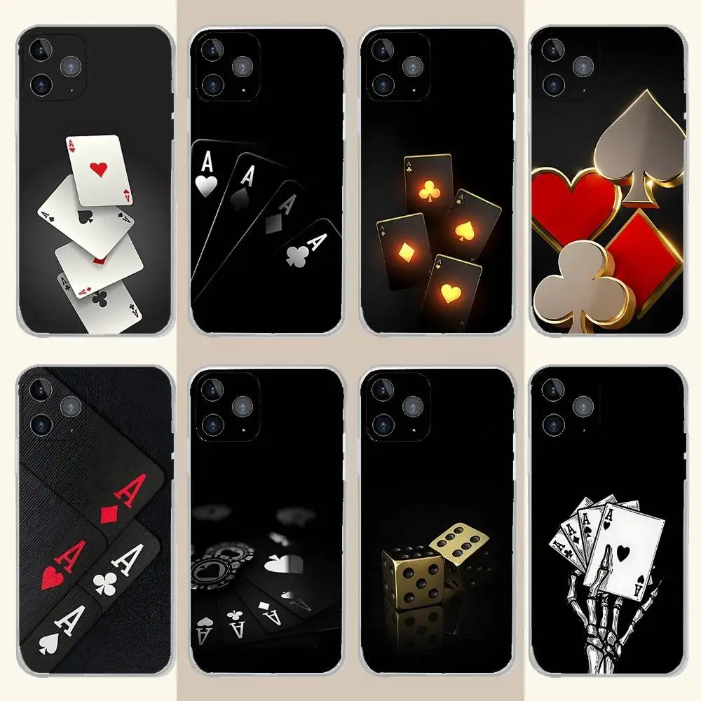 

Poker Playing Card Phone Case For iPhone 17,16,15,14,13,12,11 Pro,Max,Plus,X,XS,XR,SE4,E Mini Transparent Soft Cover