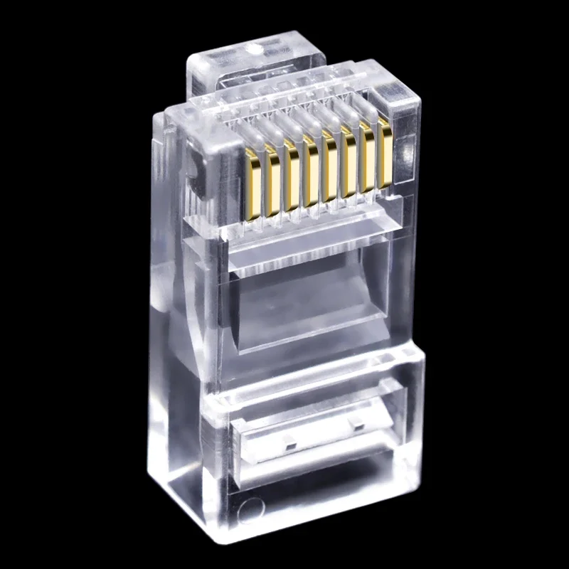 cncob curved shrapnel network connector cat5e computer cable connector plug rj45 8p8c crimp crystal head copper chip 30pcs