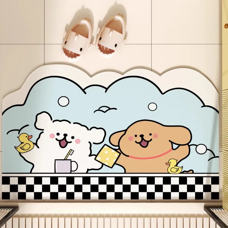 Cartoon-Badezimmer-Bodenmatte, saugfähige Anti-Rutsch-Fußmatte für das Badezimmer, Fußmatte, schnell trocknender Teppich