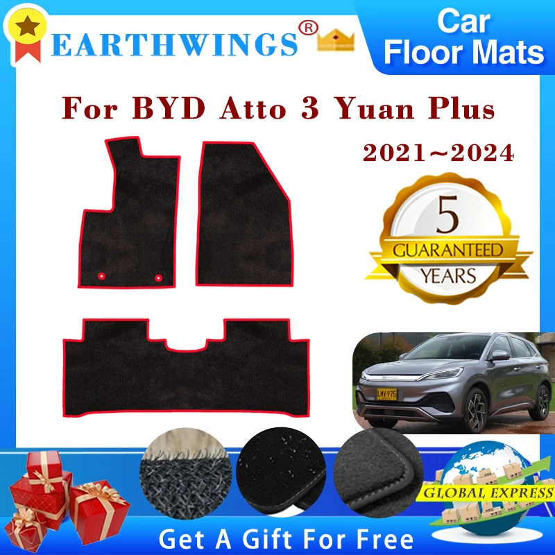 For BYD Atto 3 Yuan Plus 2021 2022 2023 2024 Car Floor Mats Rugs Panel Footpads Carpets Cape Cover Foot Pads Auto Accessories