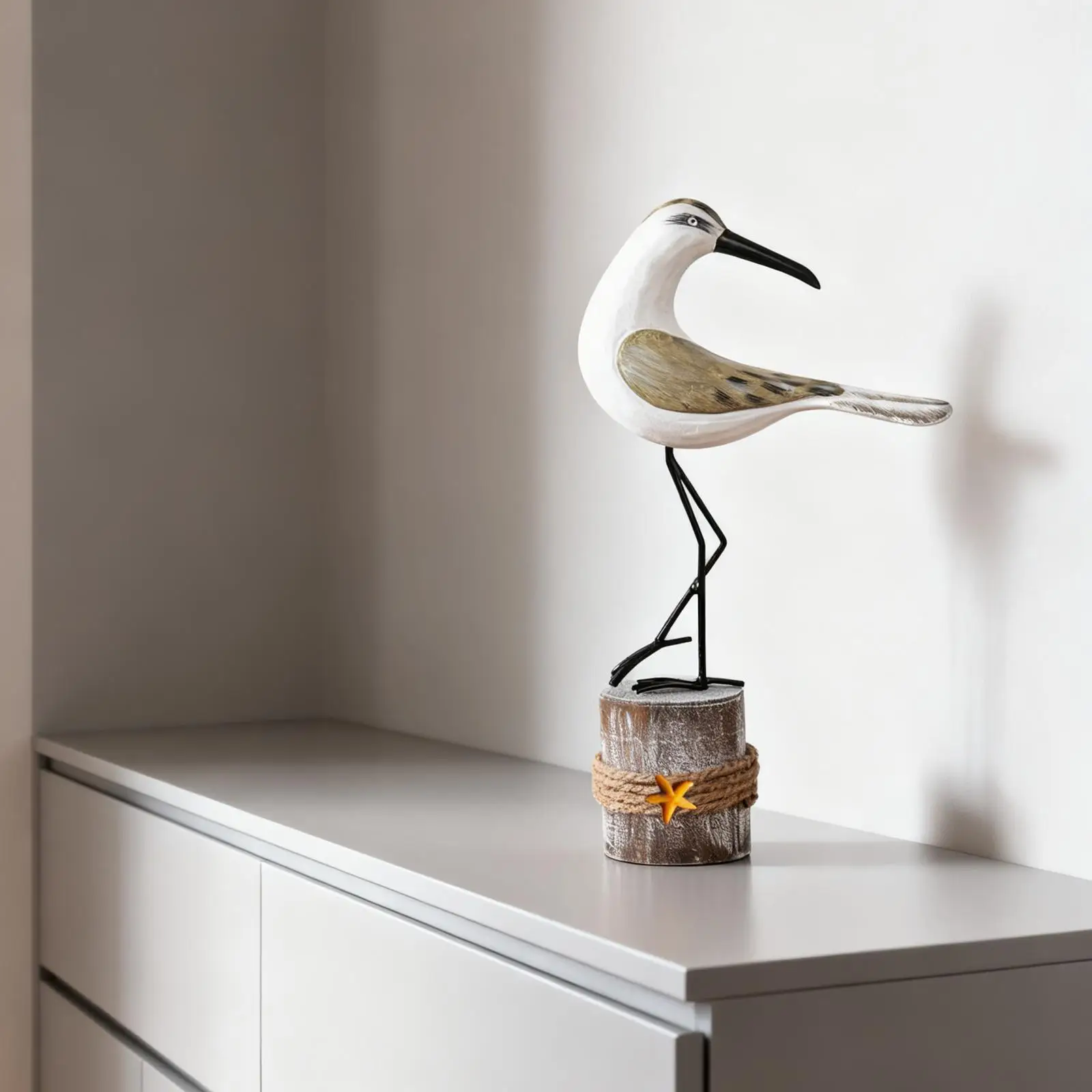Seagull Figurine Nautical Gift Creative Sculpture Mediterranean Design for Balcony Dining Room Desktop Beach