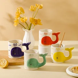 3D Cartoon Whale Mugs Creative Ceramic Cup High Beauty Water Cups Office Coffee Mug Large Capacity Halloween Mug Couple Gift