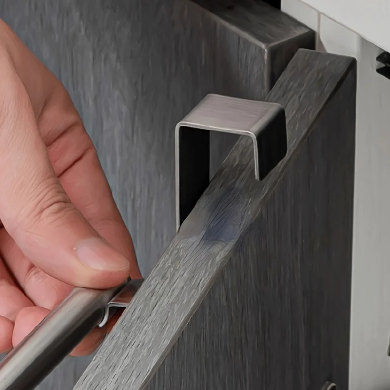 1pc haste de toalha de aço fio de metal sobre armário toalheiro organizador de armazenamento porta do banheiro pendurado toalheiro punch-livre pano cabide