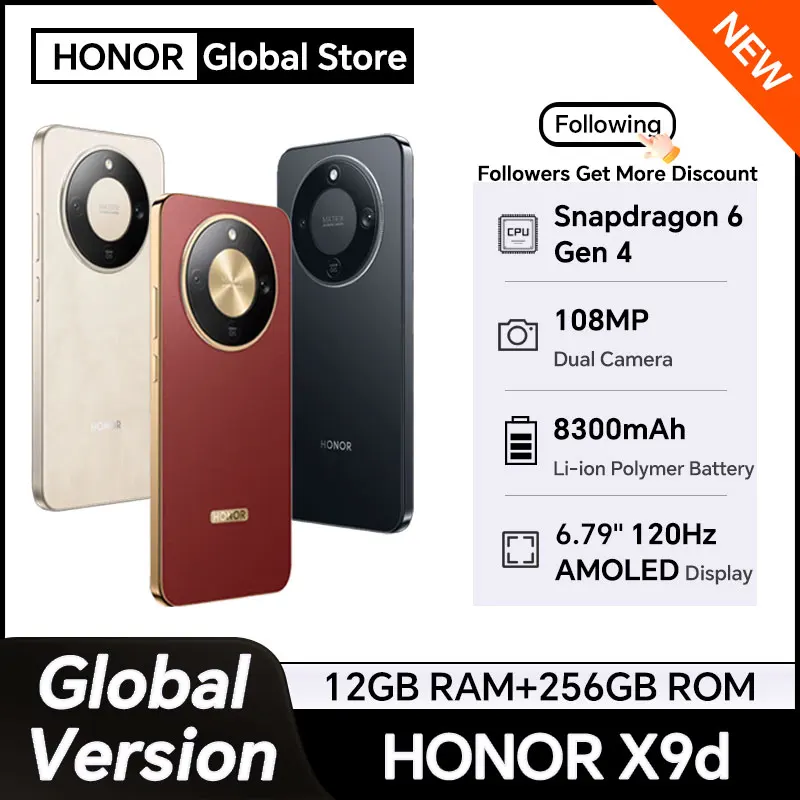 New HONOR X9d Global Version 5G Smartphone 8300mAh Li-ion Polymer Battery 6.79