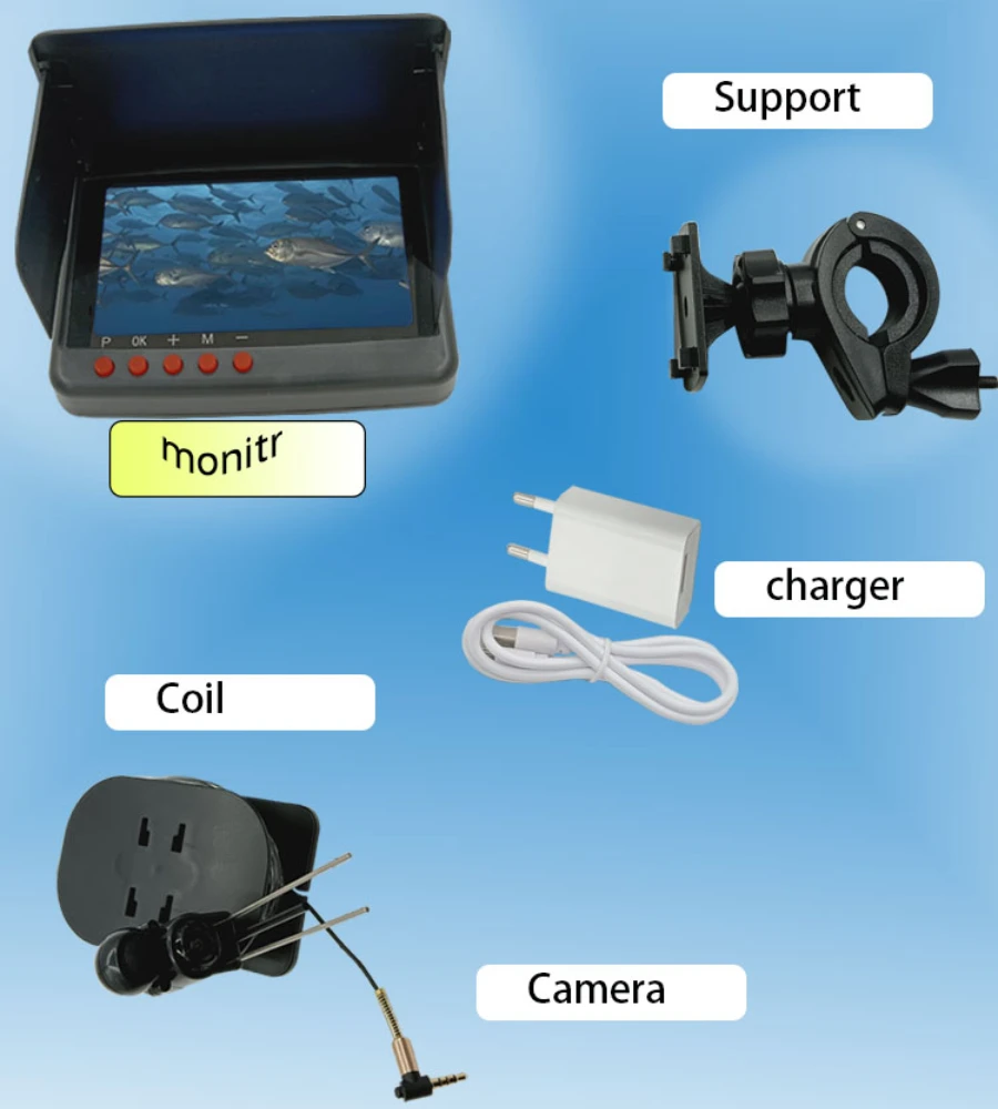 

4K Camera Kit 5'' HD Display with DVR Portable Underwater Fishing Camera Night Vision for Sea/River Ice Fishing 15M Cable SY5A