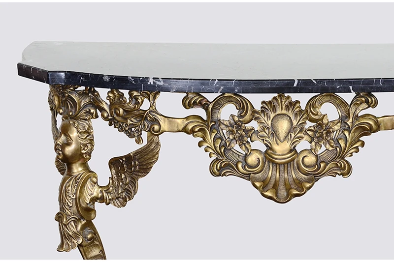 Luxury marble furniture retro texture copper entrance table decorative table