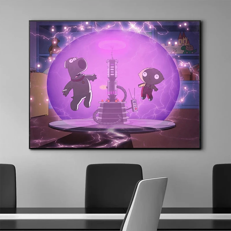 Abstraction Screens Stewie and Brian's Experiment Poster Canvas Painting Poster and Print Wall Art Picture for Living Room