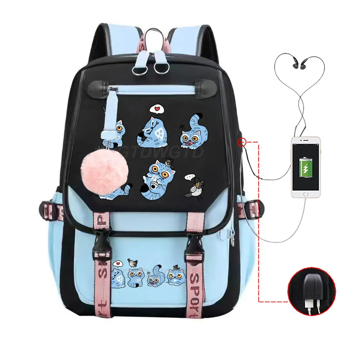 

KPop Demon Hunters Derpy Tiger School Bags for Student Girls Hot Movie Print Backpack Women Laptop Backpack Travel Bagpacks
