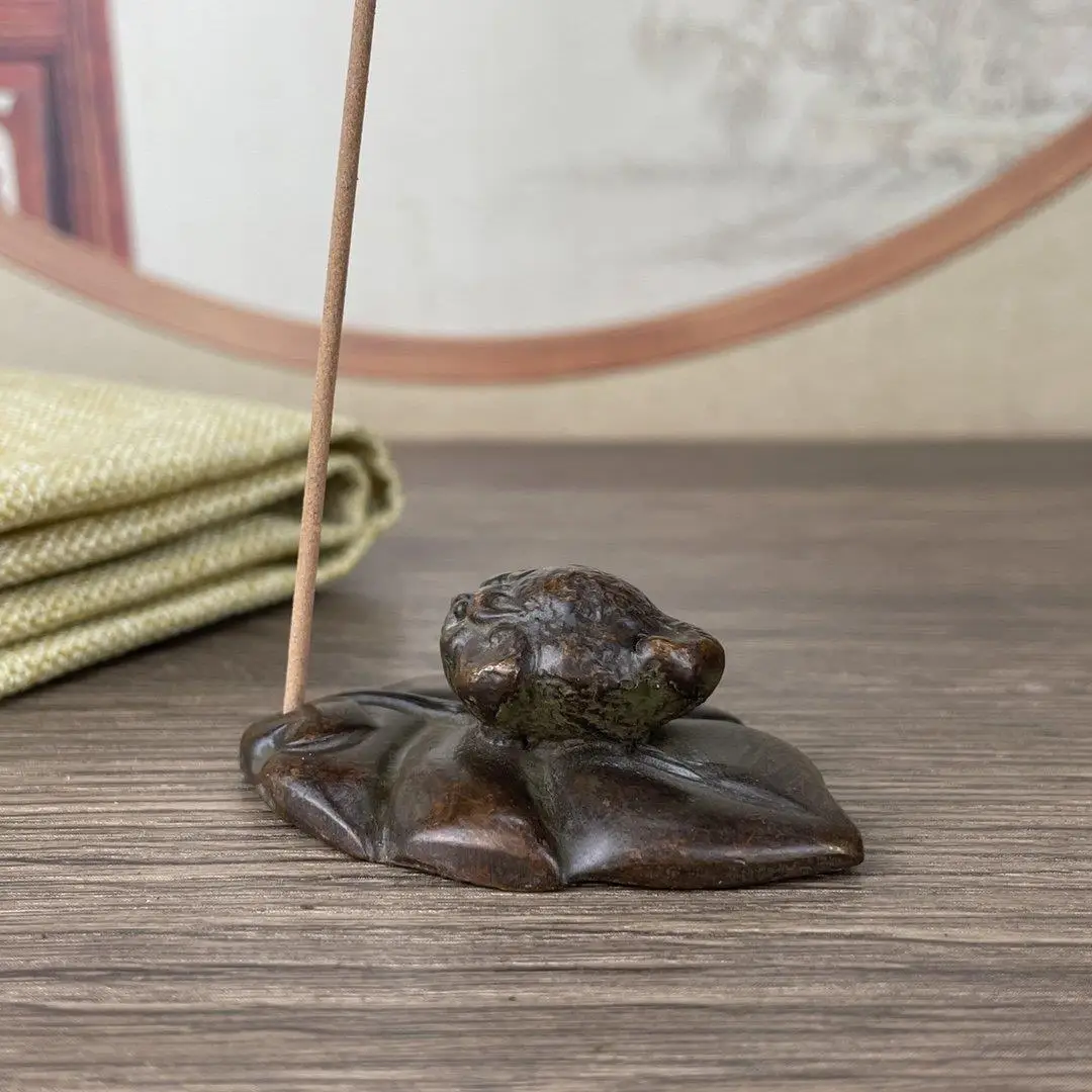 Lotus leaf toad incense burner Sticks Holder Statue for Tea Home Decor Ornaments