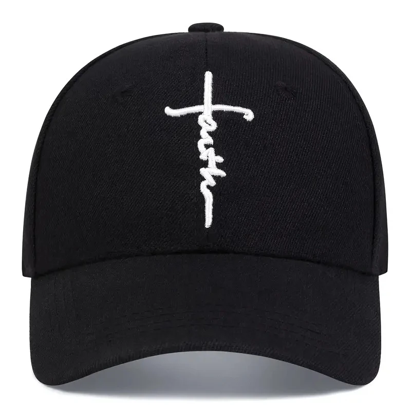 Faith Cross Embroidery Baseball Cap Hip Hop Unisex Dad Hats Lightweight Adjustable Sun Hat For Women & Men