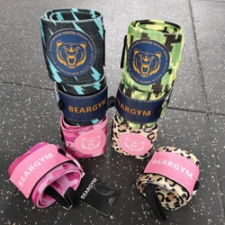 Fitness Wrist Wraps Bear Logo Elastic Weight Lifting Wrist Wraps for Men & Women Wrist Support Straps for Deadlift Corsstraining