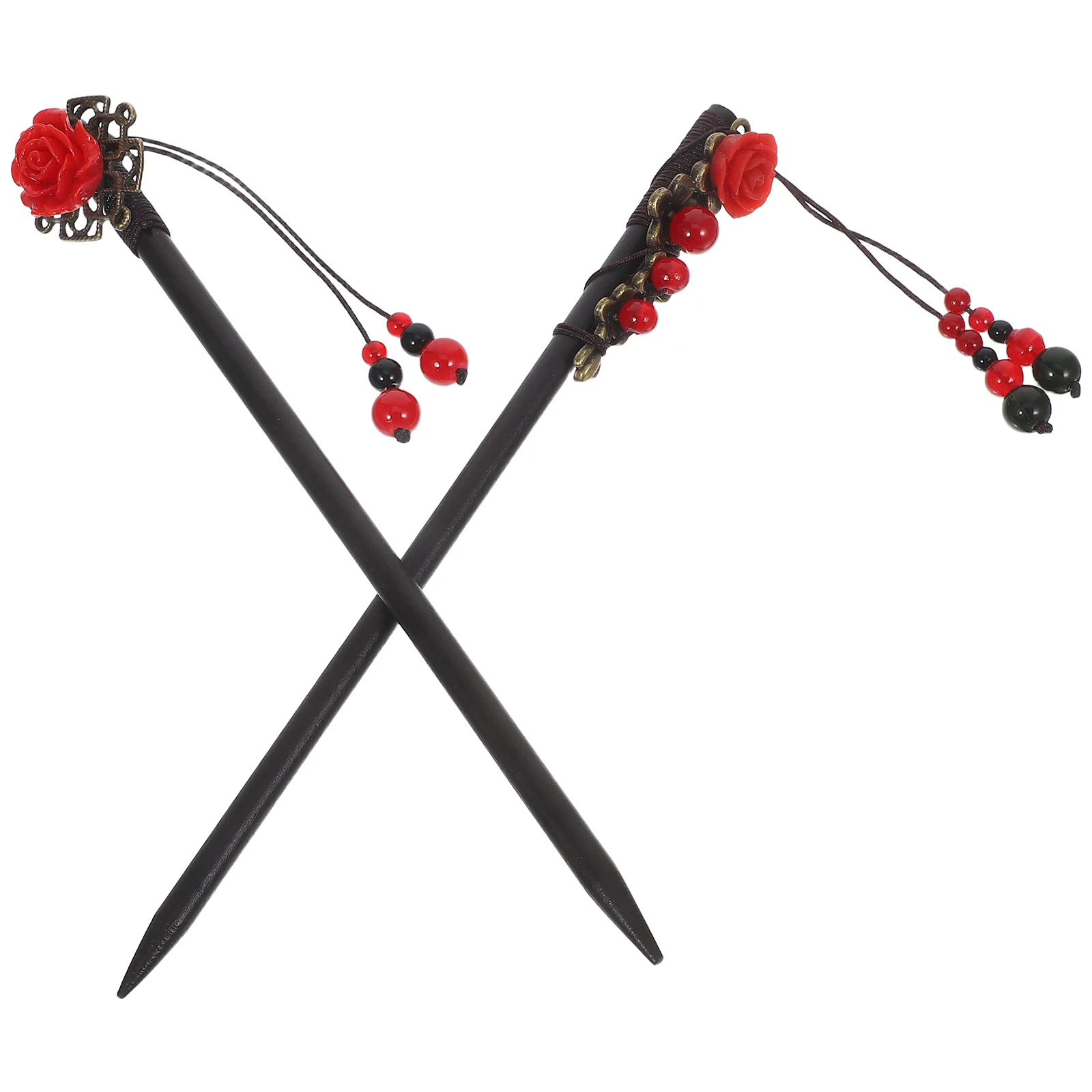 

2pcs Hair Bun Pins Chinese Accessories for Women Easy Styling Thick Curly Hair Wedding Flower Hairpins Braids