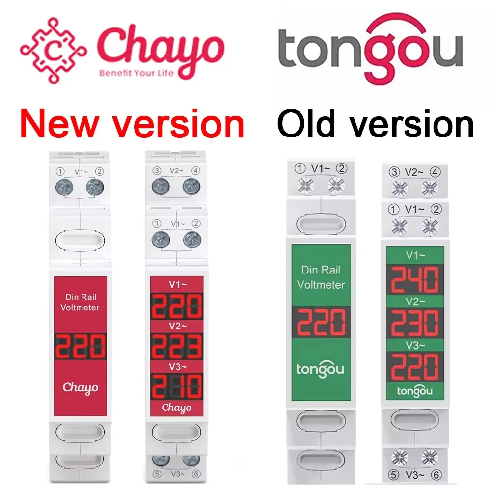 Din Rail Smart LED Digital DC11V-310V Direct Current Voltage Meter Numeric Display Voltage Gauge for Electronics