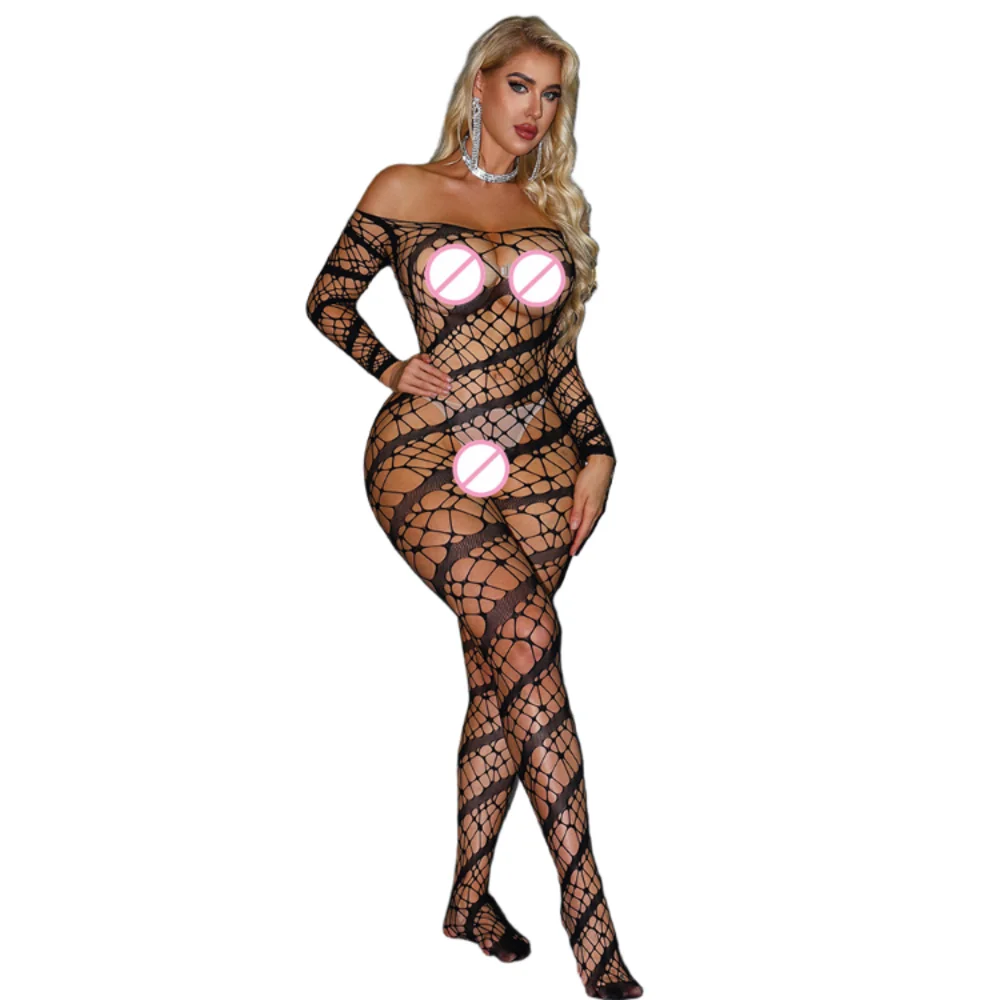 Hot Erotic Lingerie Sexy Lingerie Teddies Bodysuit Erotic Outfit Open Crotch Stretch Mesh Body Stockings Porn Underwear Costume