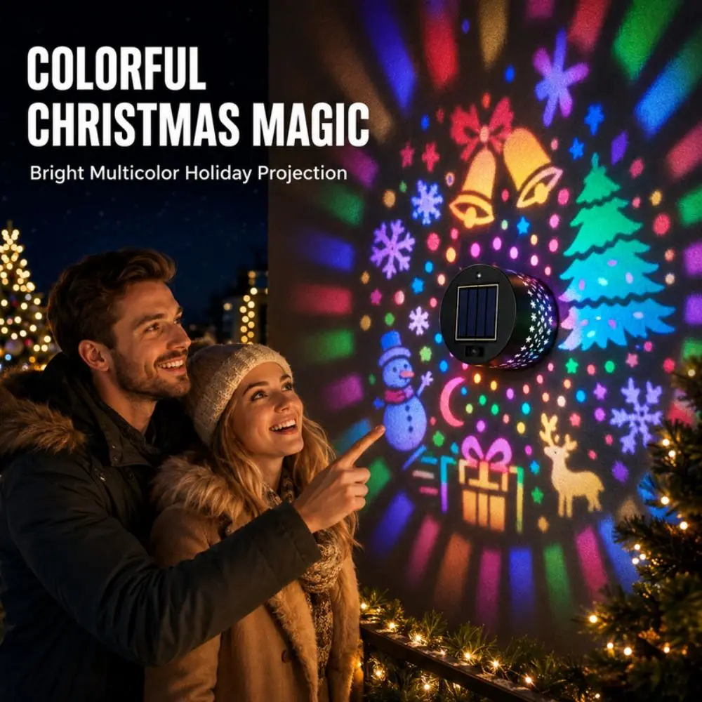 Solar Powered Christmas Decorative Wall Light Patterned Projection Garden Lighting Outdoor Decorative Wall Projection Light