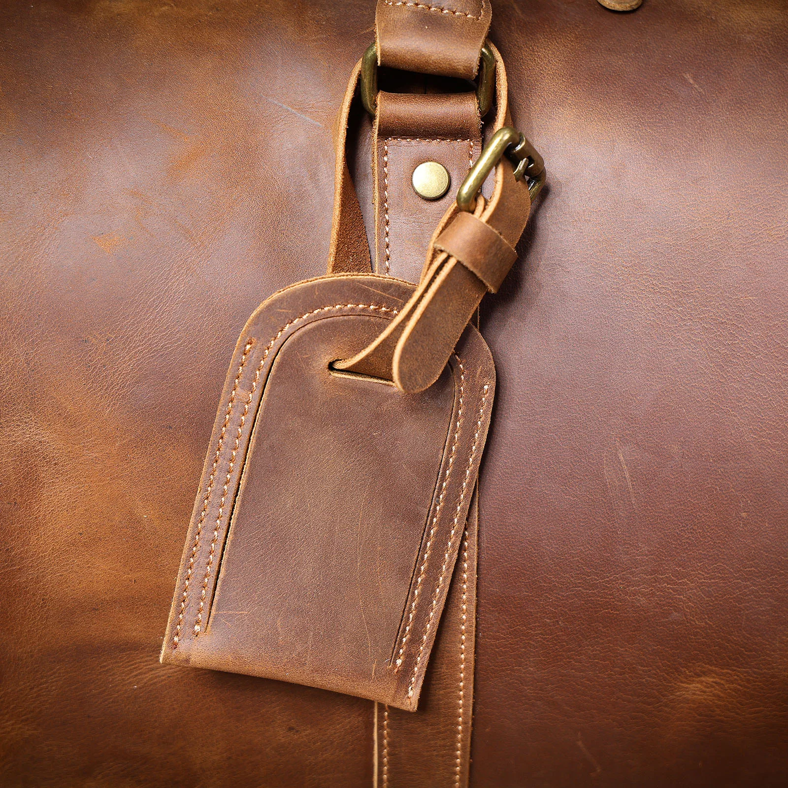 S.WORKER Vintage Vollnarbenleder Herren-Reisetasche Handgefertigte Weekender-Reisetasche – Detail 17