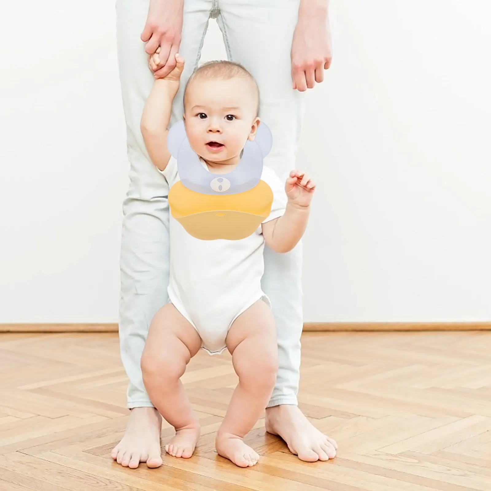 مريلة أطفال من السيليكون اللطيفة مقاومة للماء وحزام رقبة قابل للتعديل وسهلة التنظيف وآمنة للاستخدام في غسالة الأطباق لأساسيات تغذية الأطفال الرضع