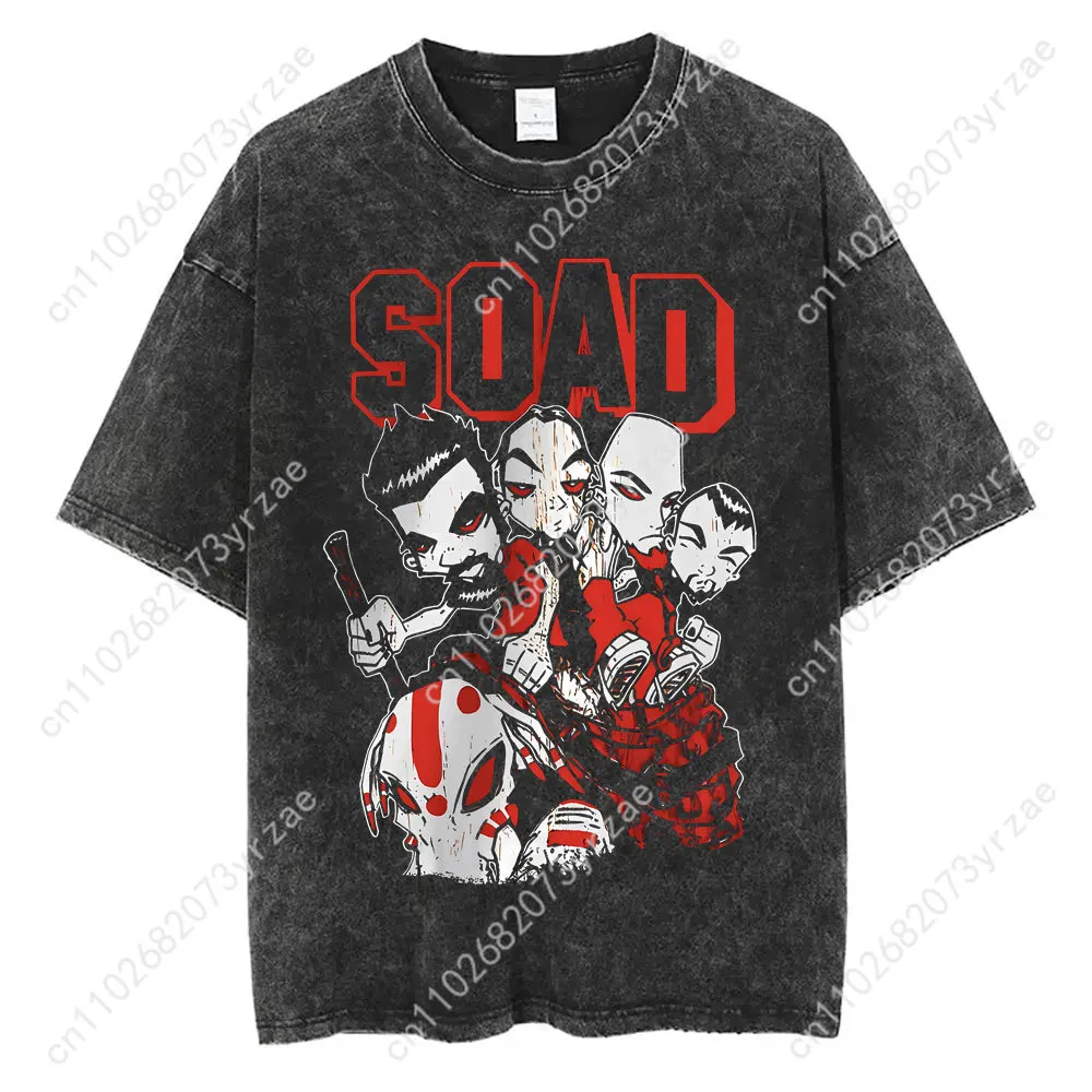 システム・オブ・ア・ダウン SOAD レトロウォッシュ Tシャツ男性女性高品質ヴィンテージ Tシャツファッション綿半袖ソフト通気性トップス