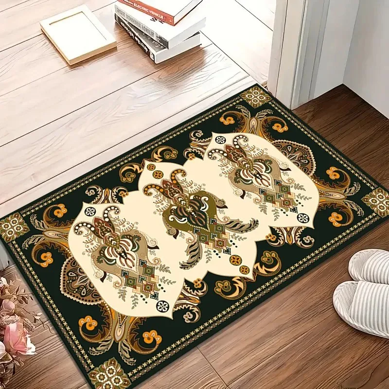 Vintage Persian Area Rug Boho Paisley Floral Print Floor Mat, Non-Slip Entryway Carpet, Luxury Home Decor, Gift for Housewarming