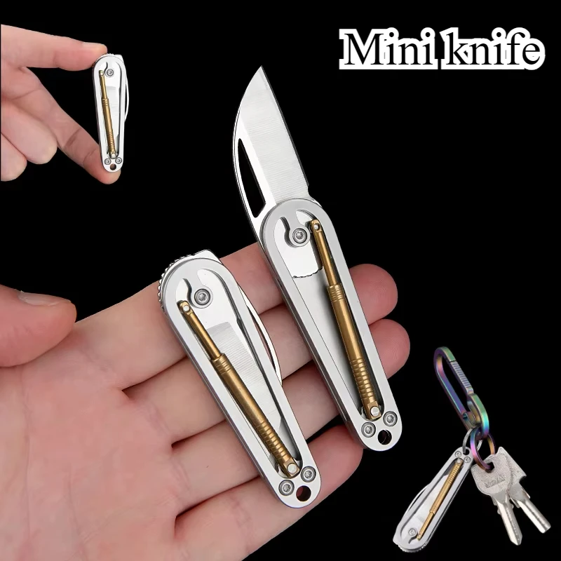 New Stainless Steel Mechanical Mini Folding Knife, Portable Keychain Pendant, Easy To Disassemble and Deliver Fruit Knife