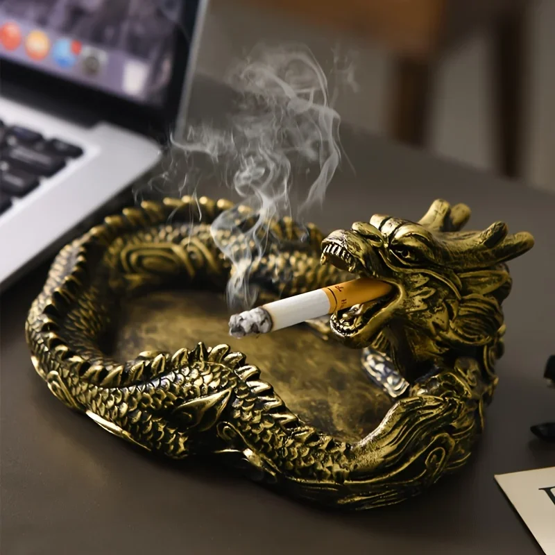 Dragon Resin Ashtray Attracting Wealth Ornament Home Office Desktop Decor Animal Figurine Smoking Accessory Household Decor Gift