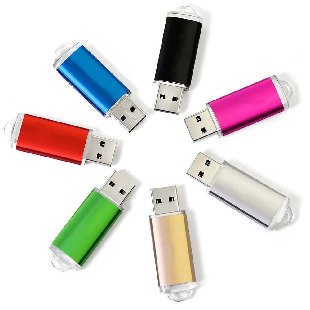 Darmowe niestandardowe laserowe grawerowanie LOGO kolorowy metalowy dysk Flash USB2.0 2GB 4GB 8GB 16GB 32GB 64GB 128GB