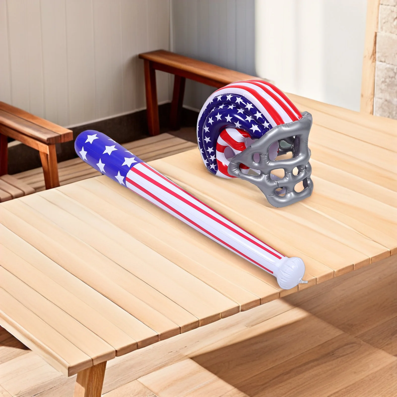 1 ensemble de cadeaux de fête de Baseball, batte de Baseball gonflable, motif de drapeau américain, doux et léger, thème sportif, cadeaux d'anniversaire, piscine