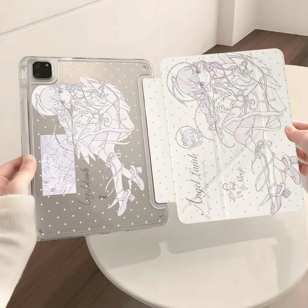 Anime Angel Girl Y2K Tablet Case For iPad Pro 11 12.9 13 A16 M2 M4 M3 M5 Shell 9.7 10.2 5/6/7/8/9/10/11th Mini Air 3 4 5 6 Cover