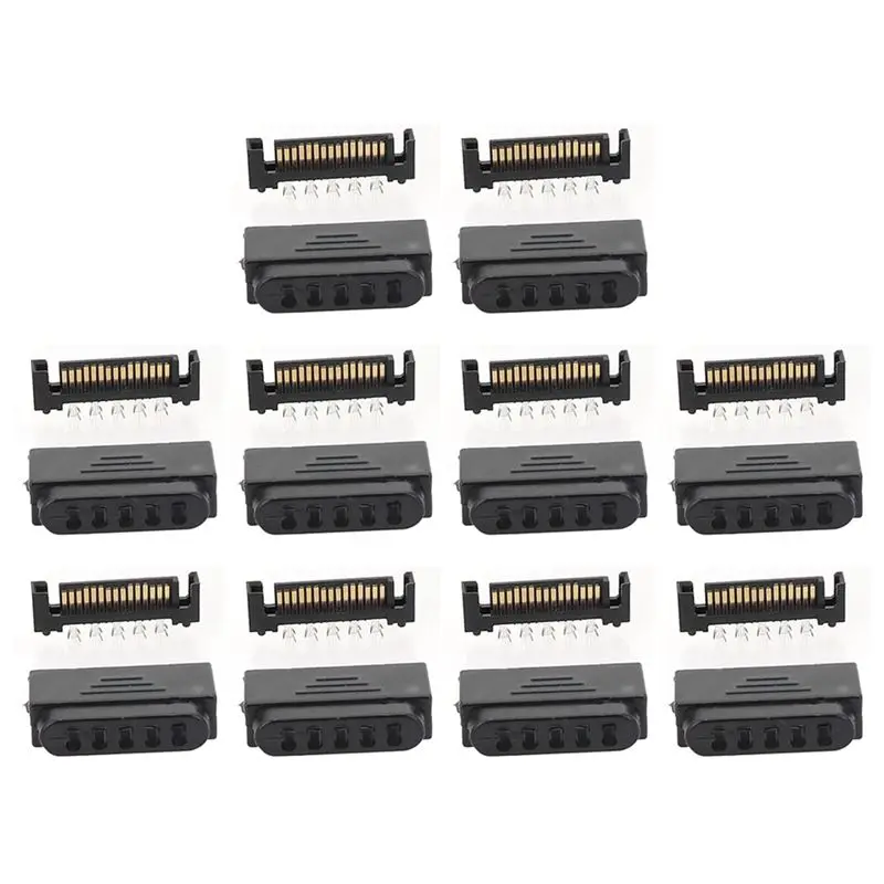 10Pair SATA Interface Socket L29-Sata Plug 5 Holes SATA Male Socket Serial Port 15P Power Connector Shell Plug And Shell