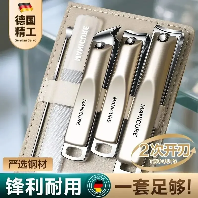 

4PCS Nail Clipper Set – German Seiko Stainless Steel Manicure Kit with Case, 2-Cut Blade, Sharp & Durable for Nail Care & Beaut