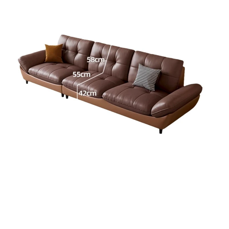 

Italian minimalist sofa living room first layer cowhide size apartment solid wood latex straight row modern minimalist leather