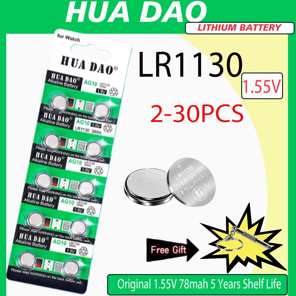 2-30PCS AG10 LR1130 Batteries 389A LR1130 LR54 L1131 SR1130 1.55v Button Cell Coin Battery for Watches Calculators Lasers