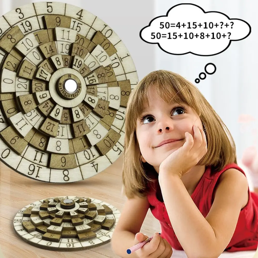 

IQ Test Wooden Digital Puzzle Turntable Brain Teasers Huarong Road Number Puzzle Mind Logic Loop Puzzles Secret Box Puzzle Game