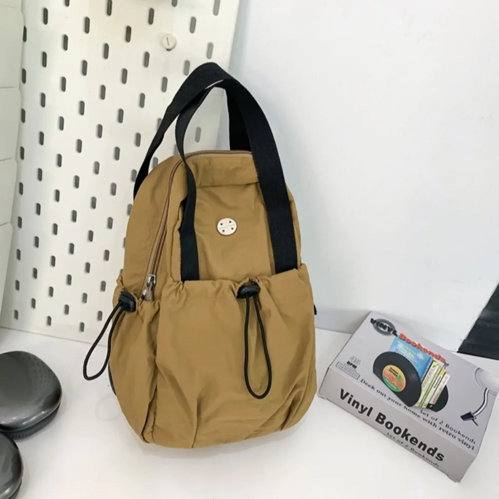 Korean Style Nylon Drawstring Backpack Large Capacity Waterproof Crossbody Chest Bag Solid Color Multifunction Travel Rucksack