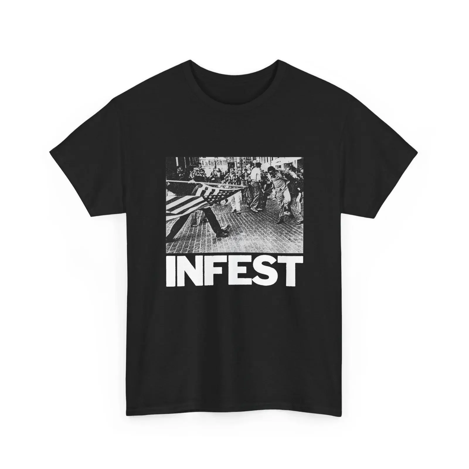 Infest T Shirt Oldschool Hardcore Punk Grindcore 2 colorways vintage Washed Unisex streetwear Breathable Soft Casual