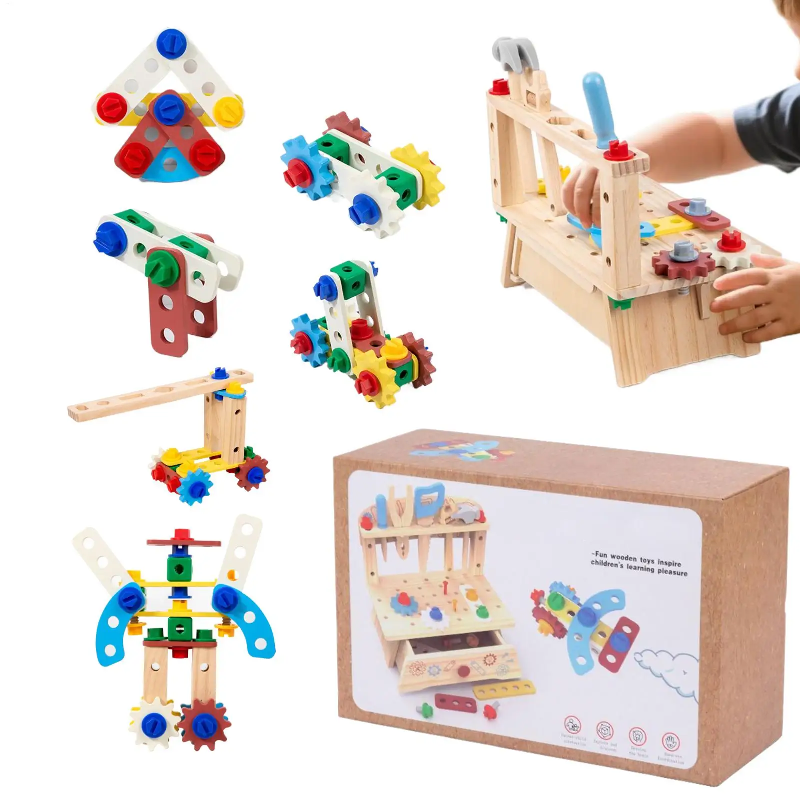 Kids Tool Set Toddler Play Tool Bench Kits With Nuts Interactive Educational Toys For Kids Preschoolers Boys Girls Holiday