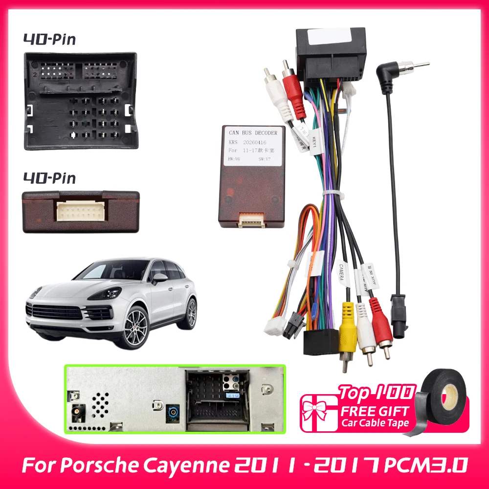 16 Pin Android Car Radio Wiring Harness Adapter Cable PCM3.0 Canbus Decoder Box for Porsche Cayenne 2011 - 2017 PCM3.0
